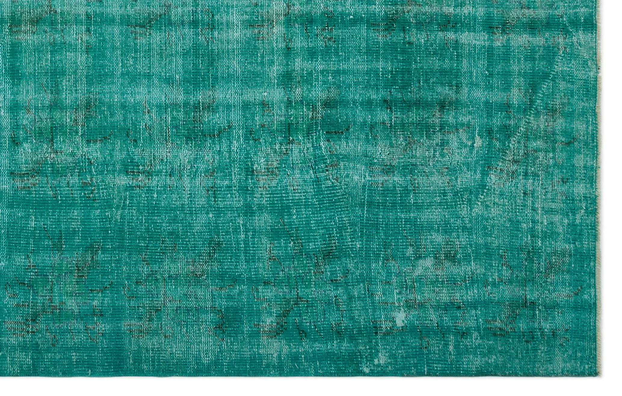 Retro Design Turquoise Over Dyed Vintage Rug 6'1'' x 9'7'' ft 186 x 291 cm