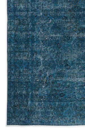 Retro Design Turquoise Over Dyed Vintage XLarge Rug 9'6'' x 12'3'' ft 290 x 374 cm