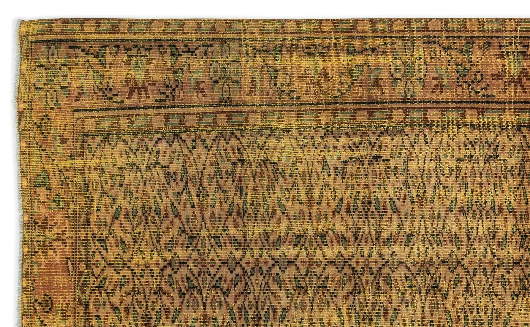 Retro Design Yellow Over Dyed Vintage Rug 5'3'' x 8'6'' ft 160 x 260 cm