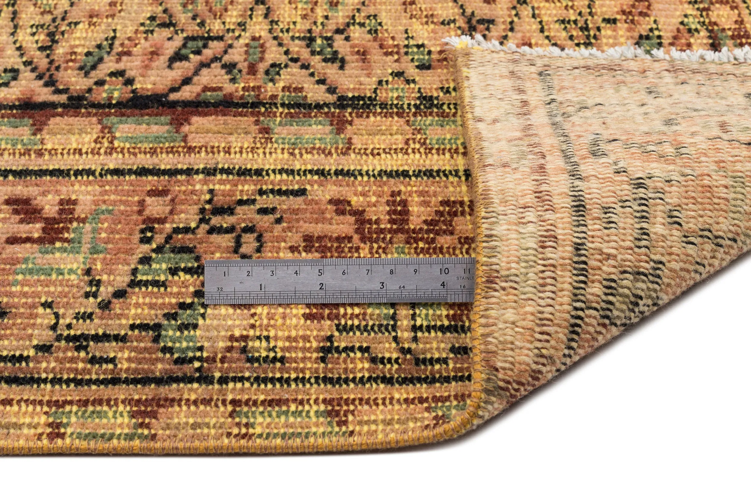 Retro Design Yellow Over Dyed Vintage Rug 5'3'' x 8'6'' ft 160 x 260 cm