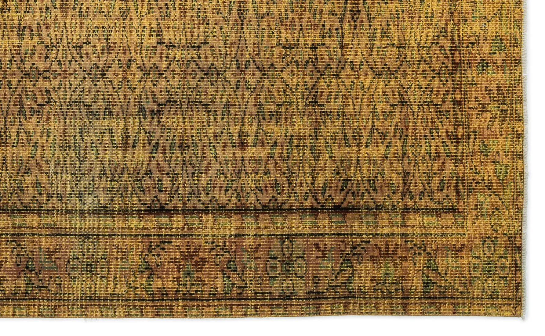 Retro Design Yellow Over Dyed Vintage Rug 5'3'' x 8'6'' ft 160 x 260 cm