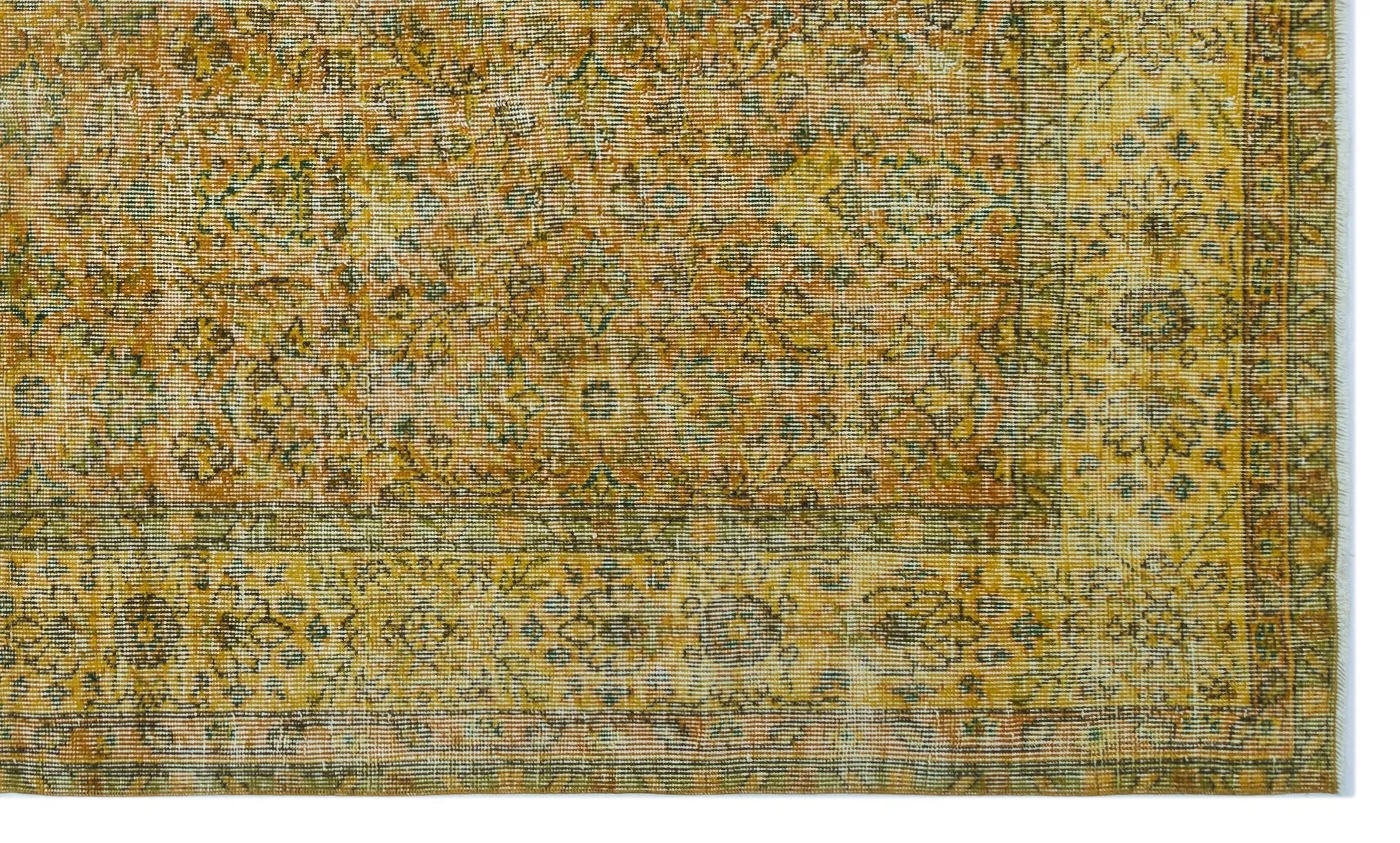 Retro Design Yellow Over Dyed Vintage Rug 5'4'' x 9'1'' ft 162 x 278 cm