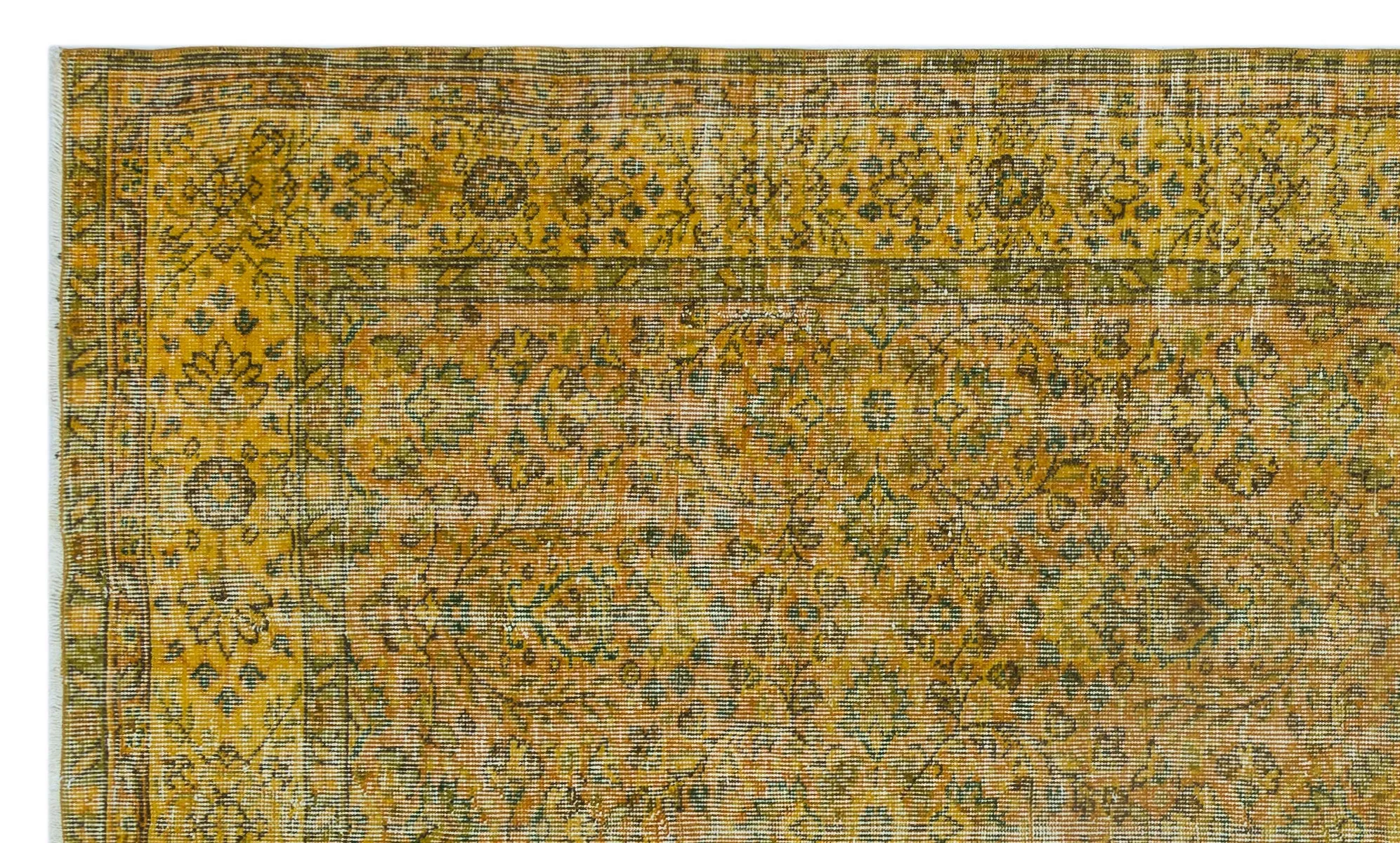 Retro Design Yellow Over Dyed Vintage Rug 5'4'' x 9'1'' ft 162 x 278 cm