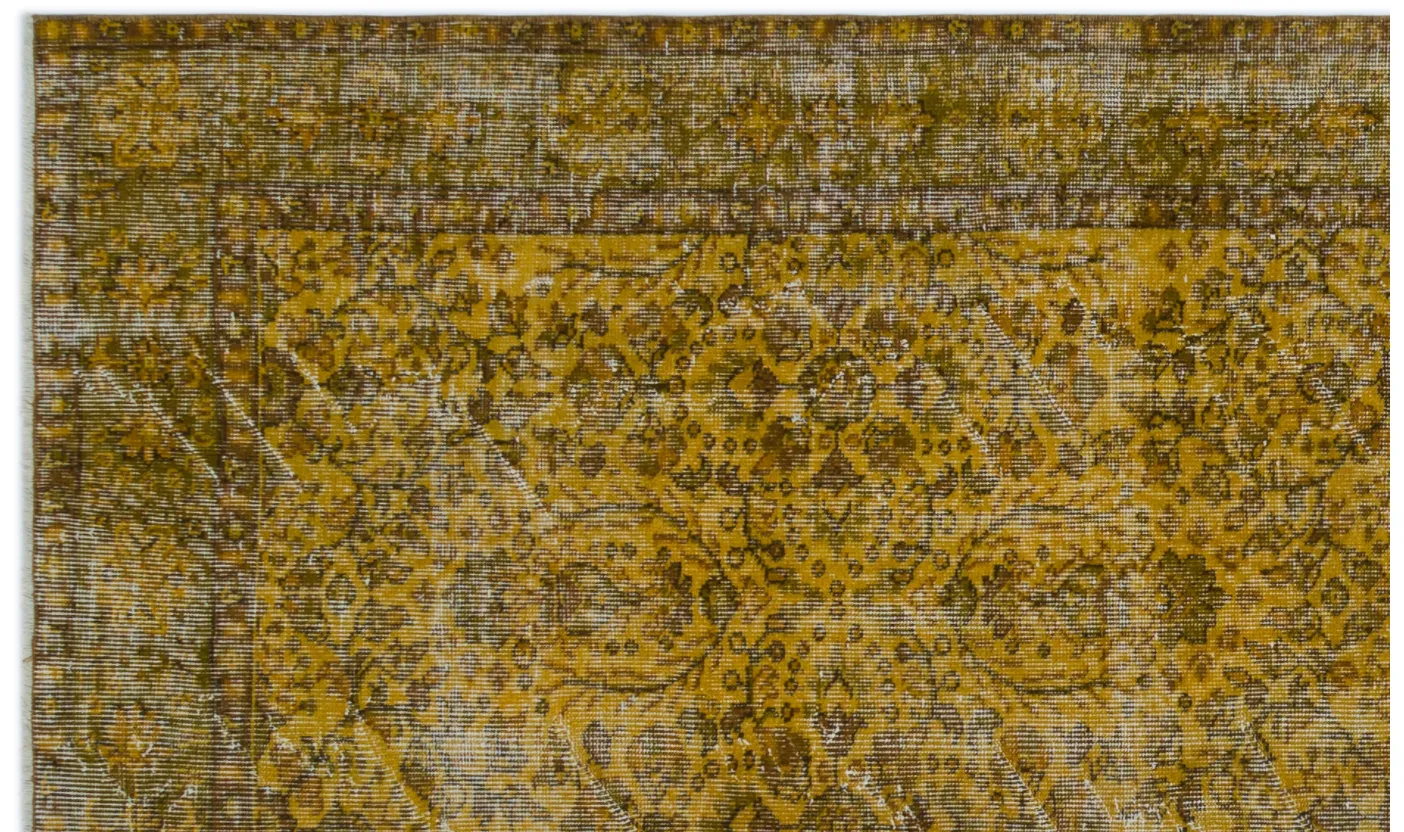 Retro Design Yellow Over Dyed Vintage Rug 5'5'' x 8'11'' ft 166 x 272 cm