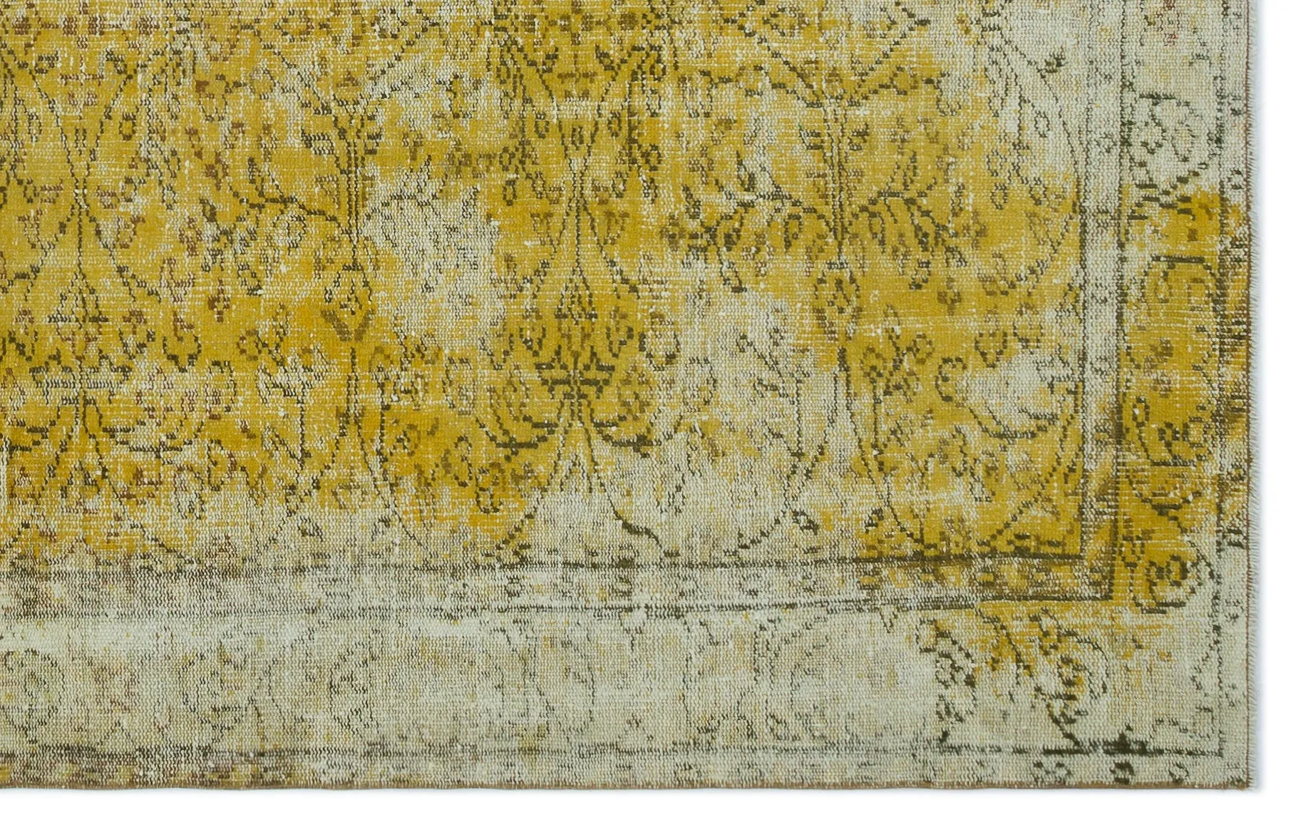 Retro Design Yellow Over Dyed Vintage Rug 5'5'' x 8'7'' ft 166 x 262 cm