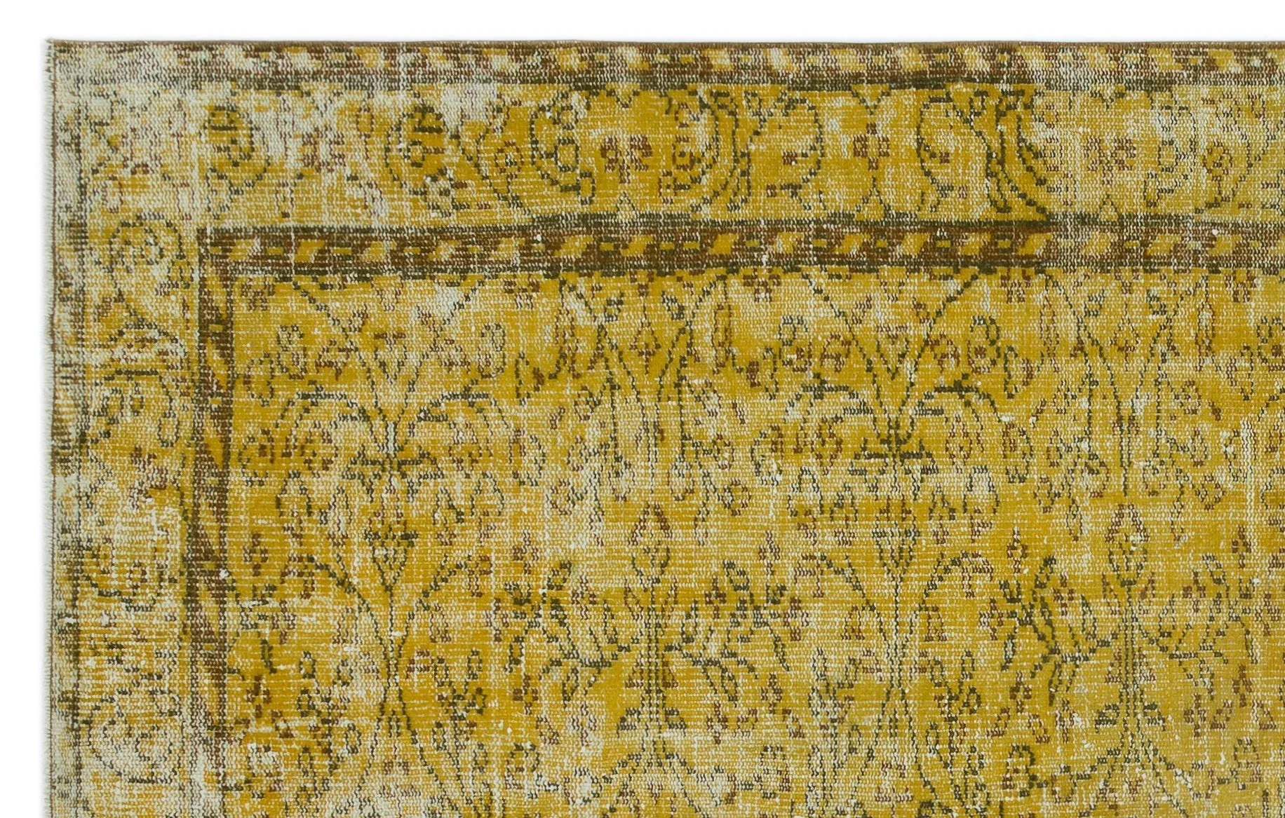 Retro Design Yellow Over Dyed Vintage Rug 5'5'' x 8'7'' ft 166 x 262 cm