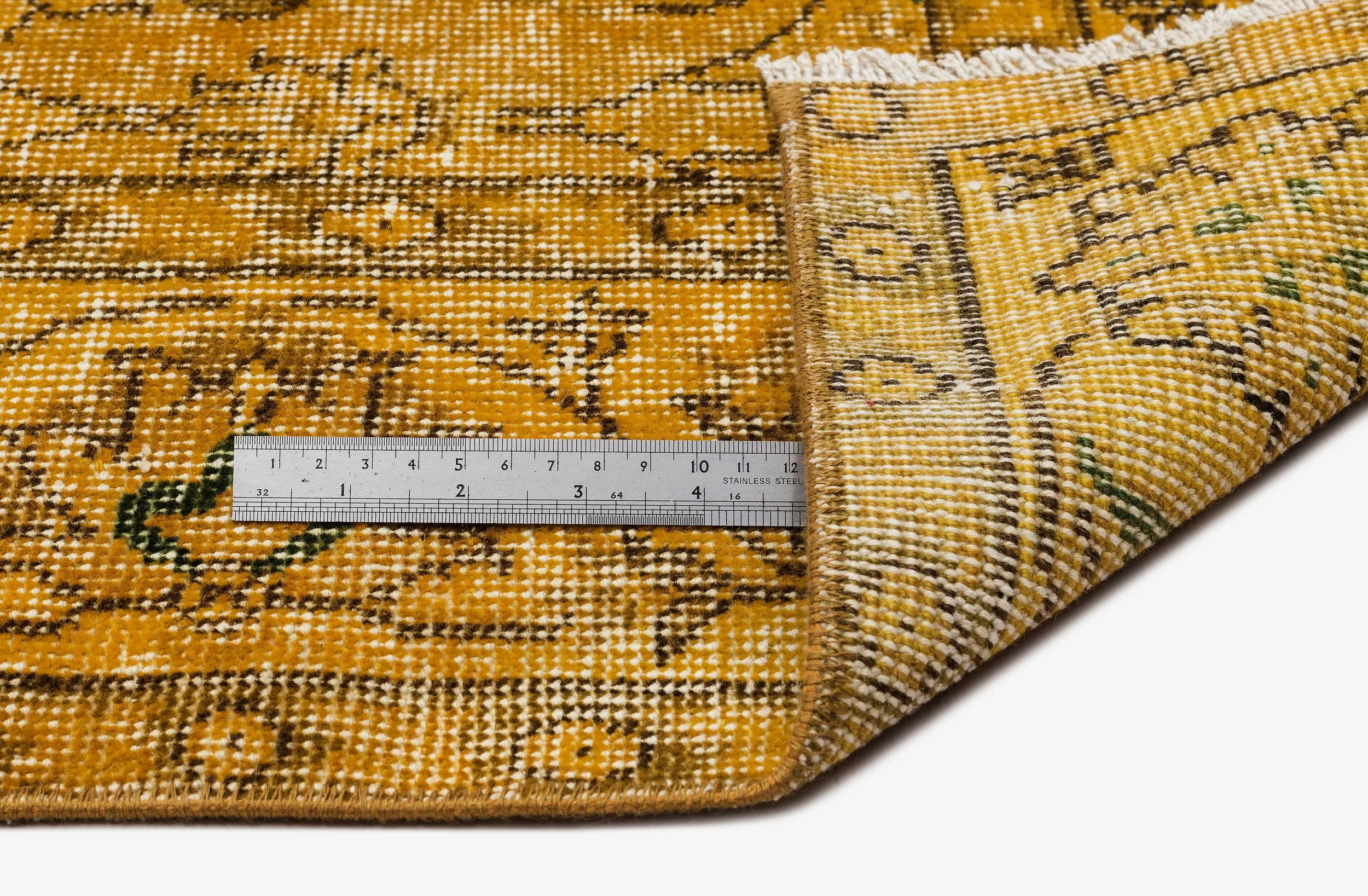 Retro Design Yellow Over Dyed Vintage Rug 5'5'' x 8'8'' ft 165 x 264 cm