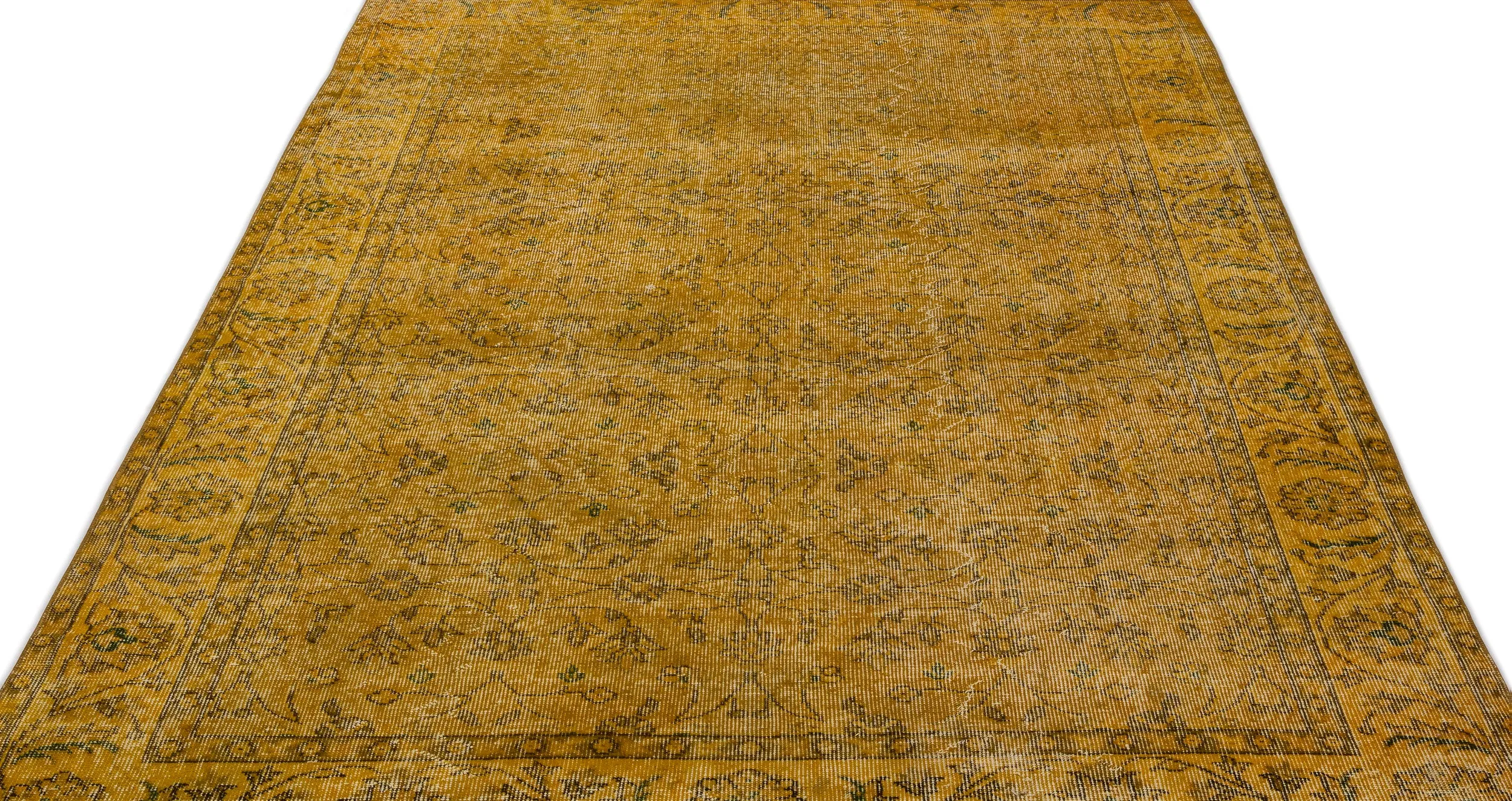 Retro Design Yellow Over Dyed Vintage Rug 5'5'' x 8'8'' ft 165 x 264 cm