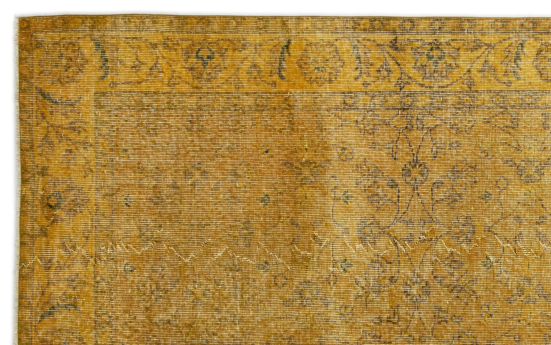 Retro Design Yellow Over Dyed Vintage Rug 5'5'' x 8'8'' ft 165 x 264 cm