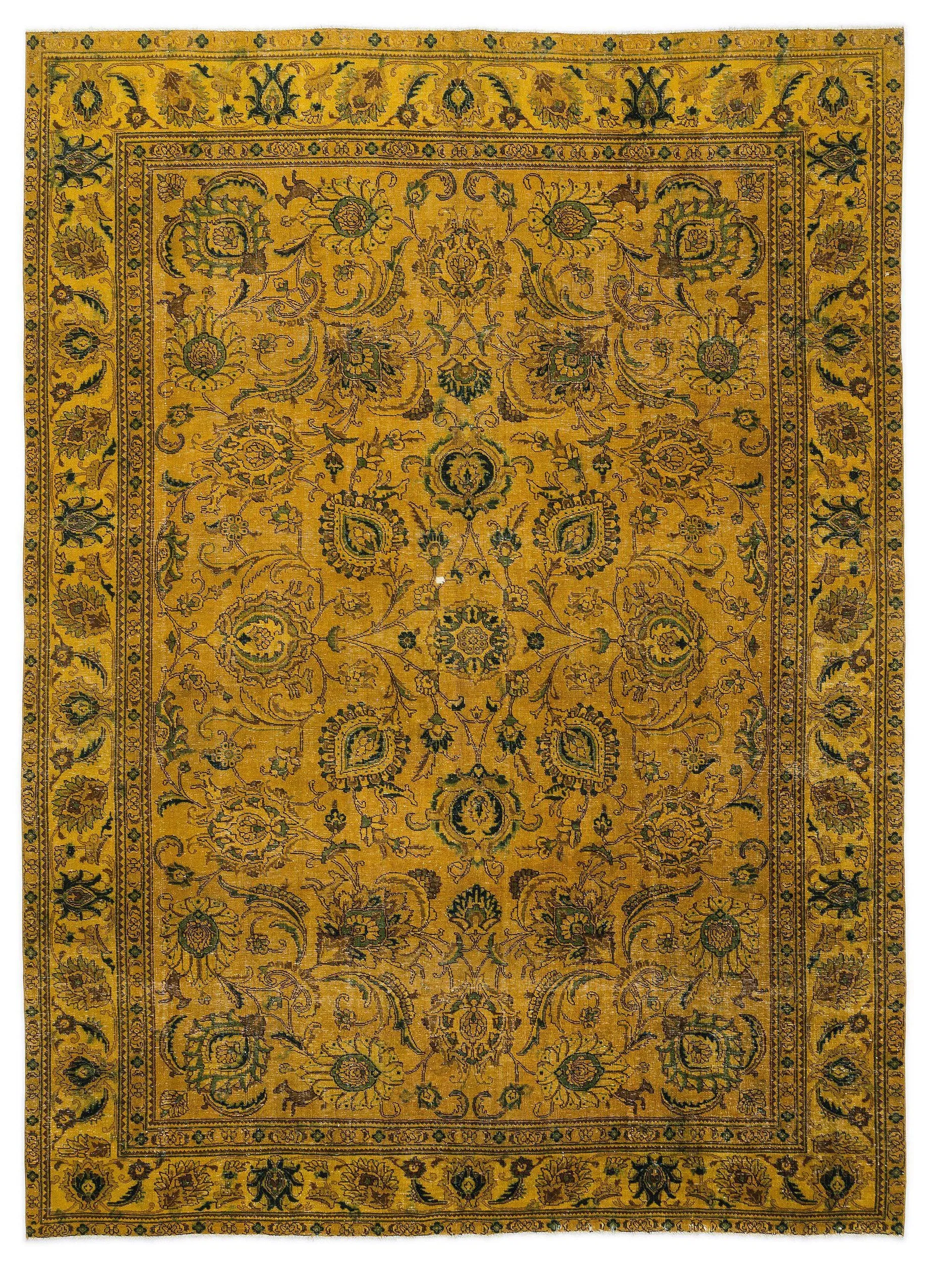 Retro Design Yellow Over Dyed Vintage XLarge Rug 9'1'' x 12'11'' ft 276 x 393 cm