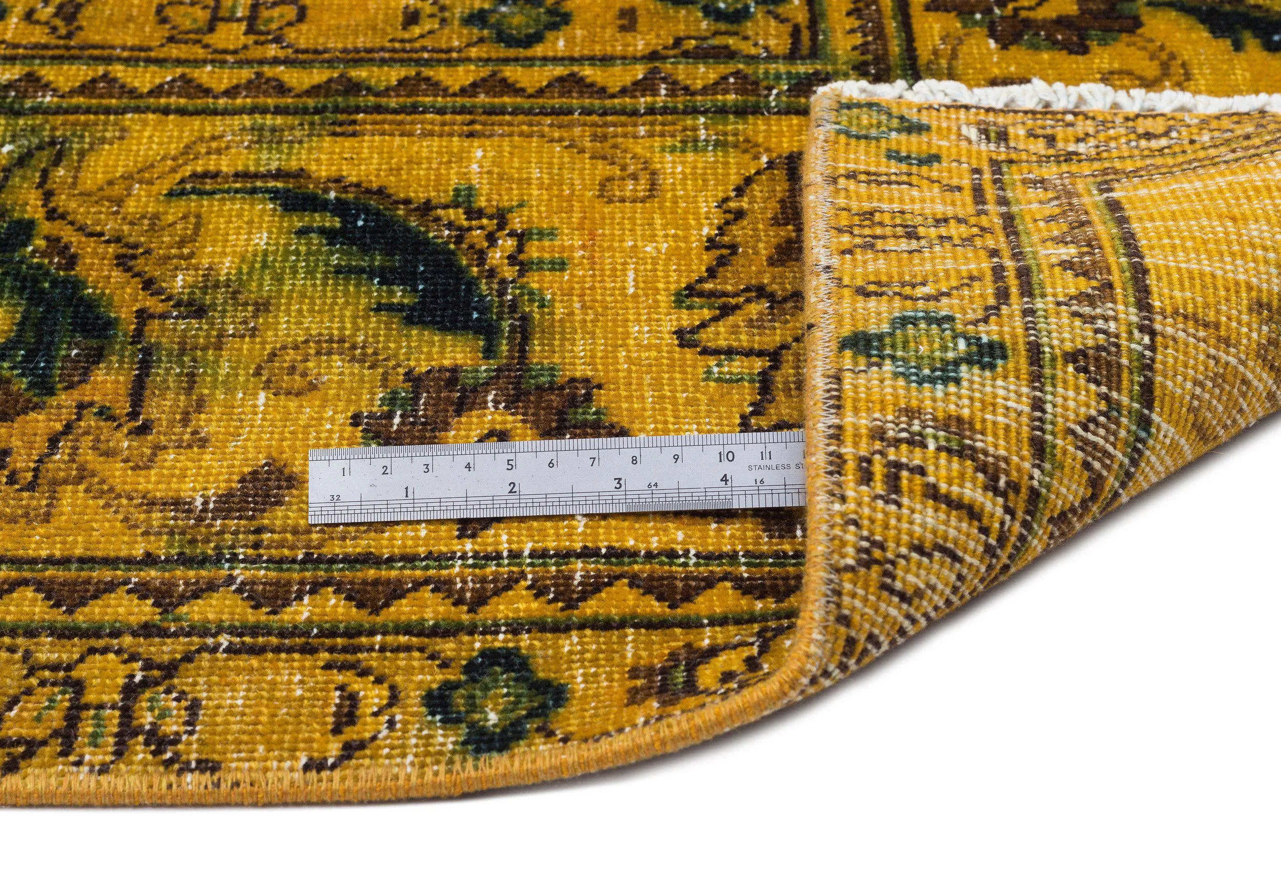 Retro Design Yellow Over Dyed Vintage XLarge Rug 9'1'' x 12'11'' ft 276 x 393 cm