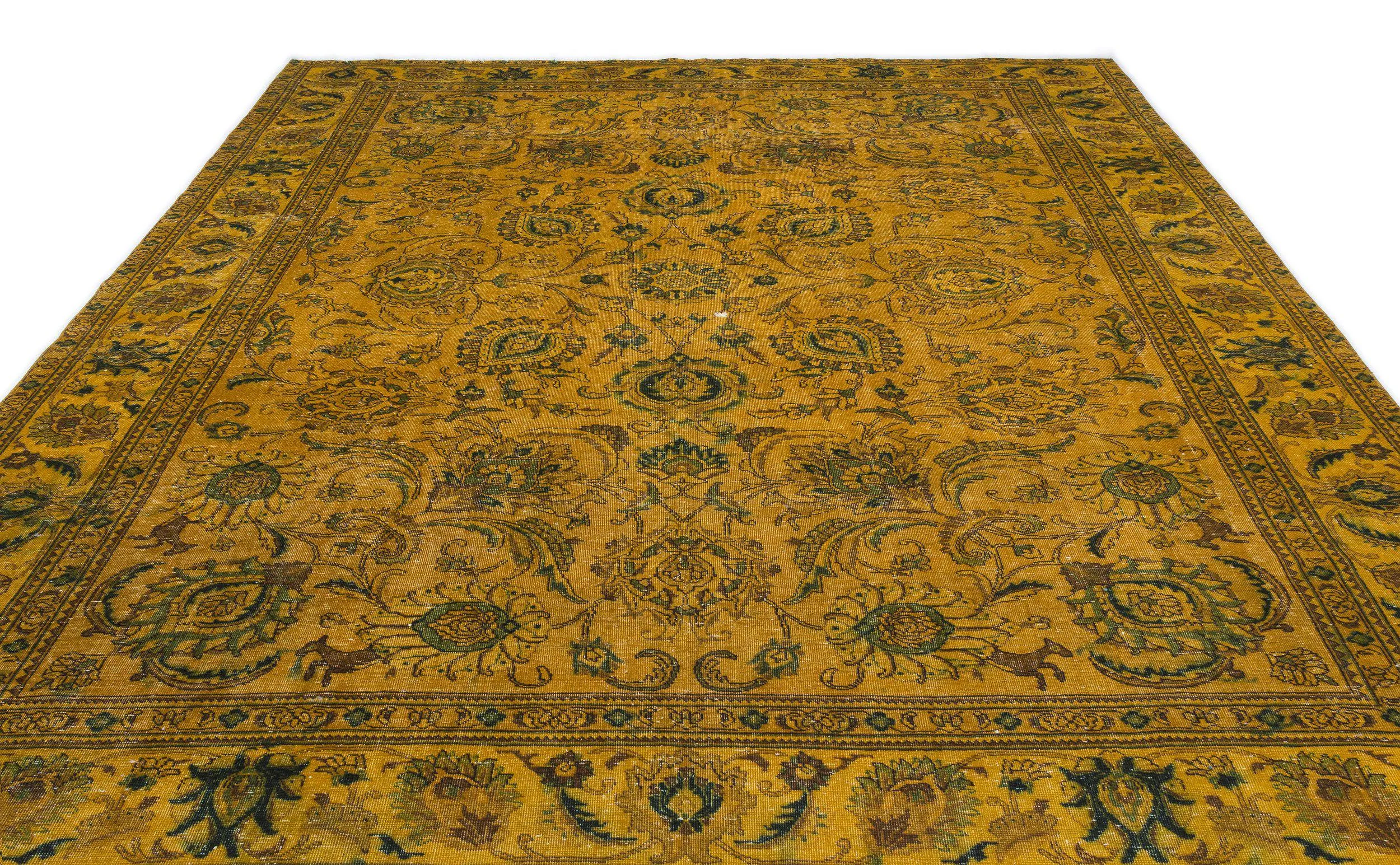 Retro Design Yellow Over Dyed Vintage XLarge Rug 9'1'' x 12'11'' ft 276 x 393 cm