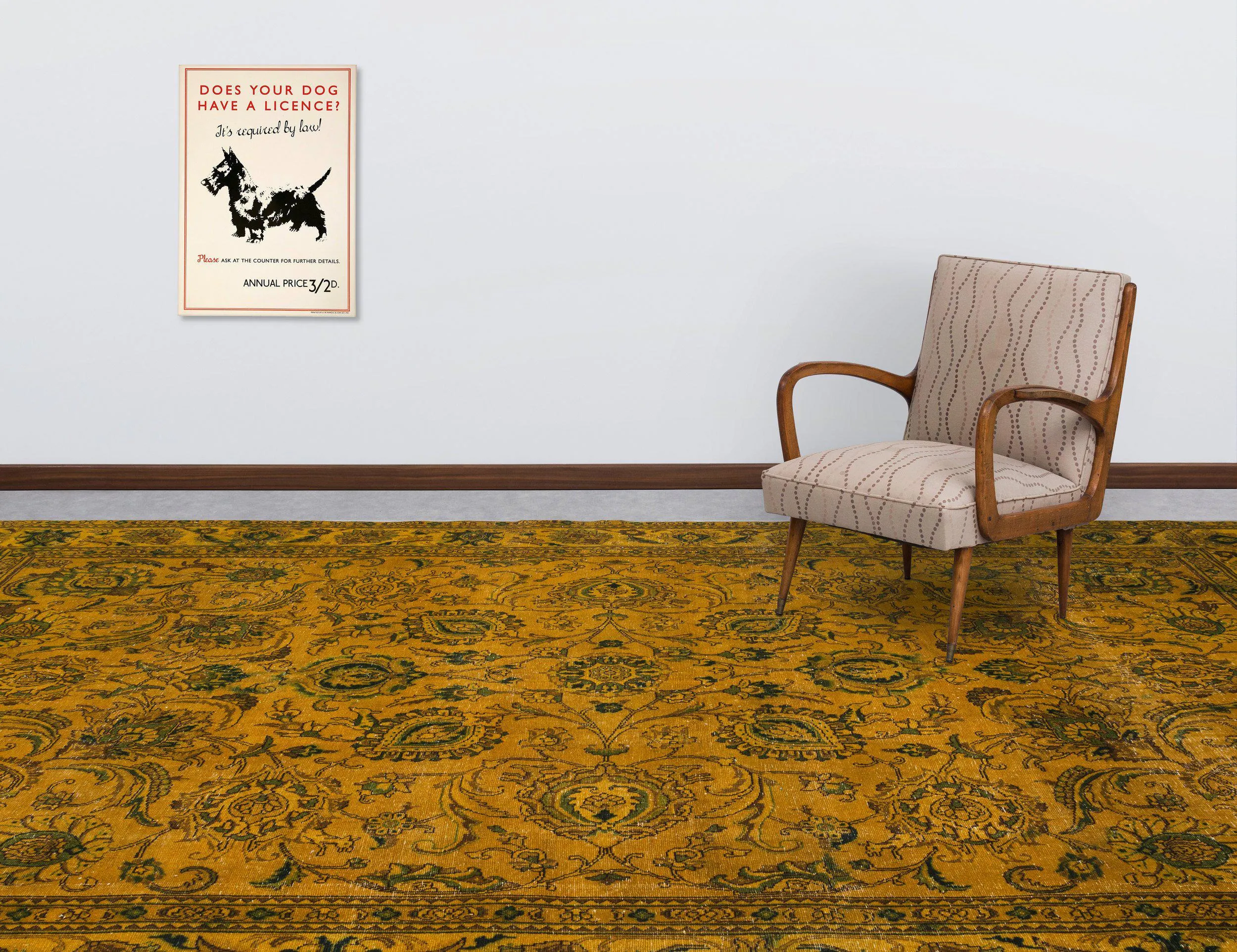 Retro Design Yellow Over Dyed Vintage XLarge Rug 9'1'' x 12'11'' ft 276 x 393 cm