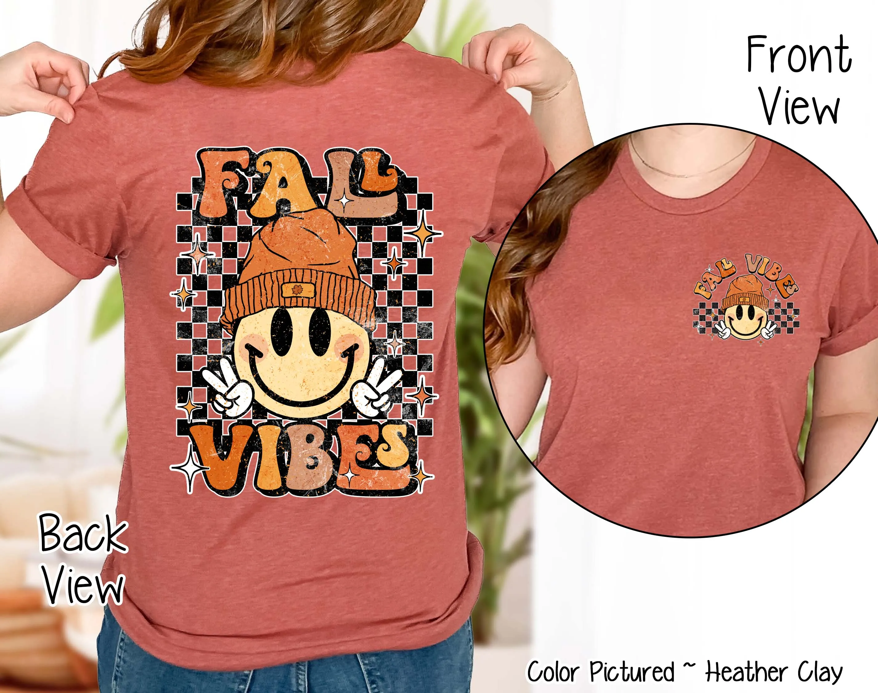Retro Fall Vibes Smile 2 Sided Tee
