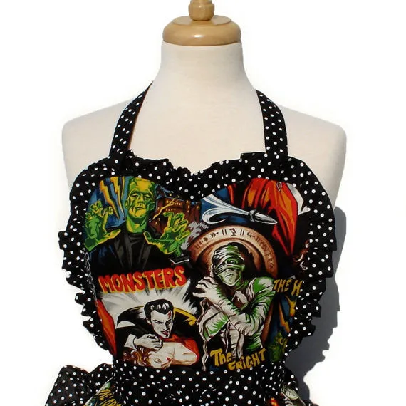 Retro Horror Movie Hollywood Monsters Vintage Inspired Apron #A908