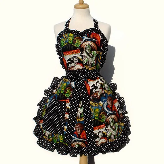 Retro Horror Movie Hollywood Monsters Vintage Inspired Apron #A908