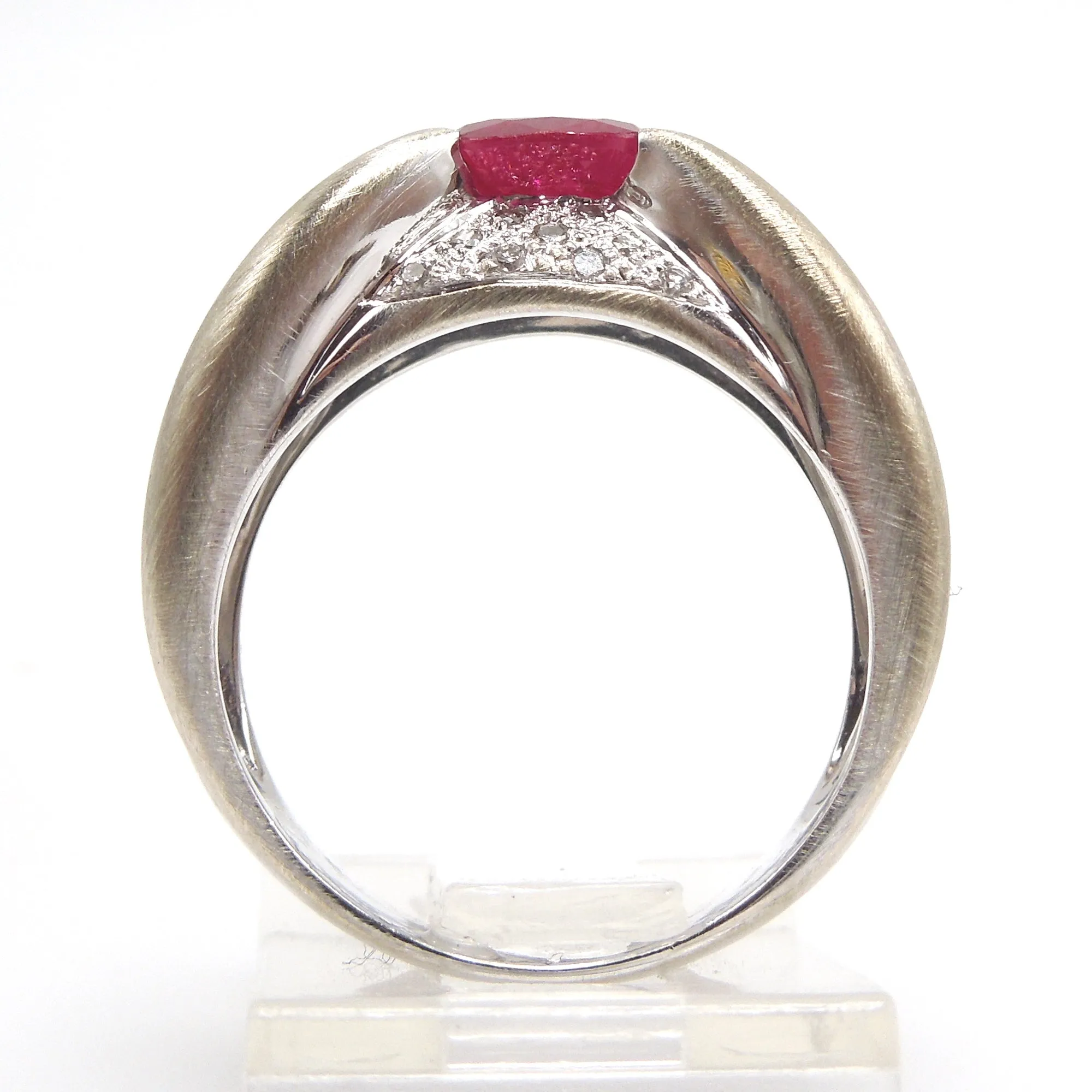 Retro Inspired Diamond and Ruby Criss Cross Ring