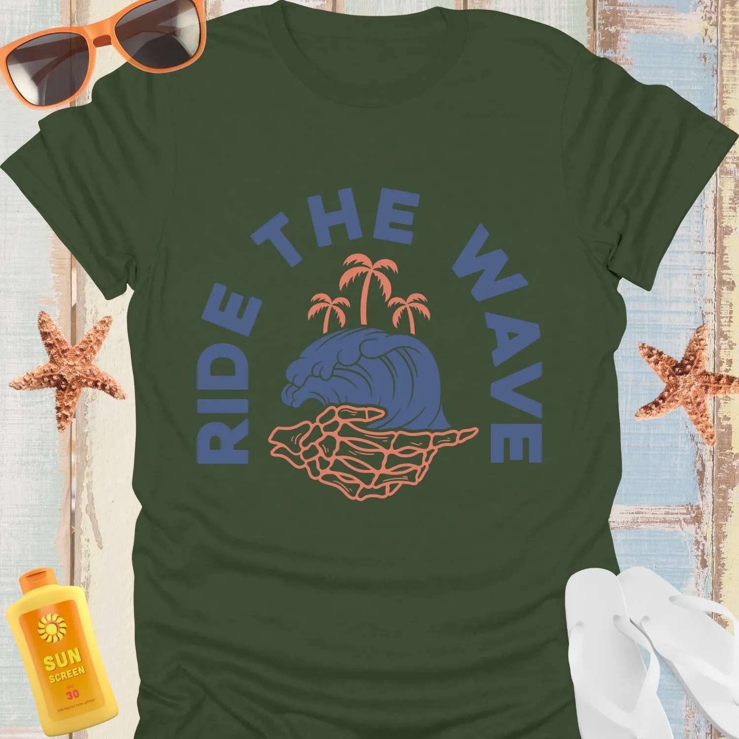 Retro-Inspired Ride The Wave Ocean Adventure Tshirt