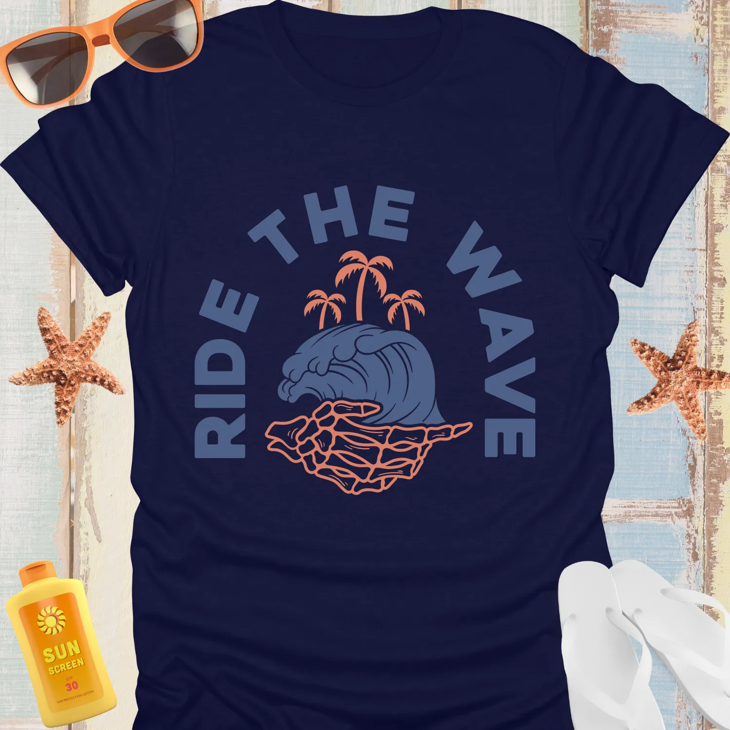 Retro-Inspired Ride The Wave Ocean Adventure Tshirt