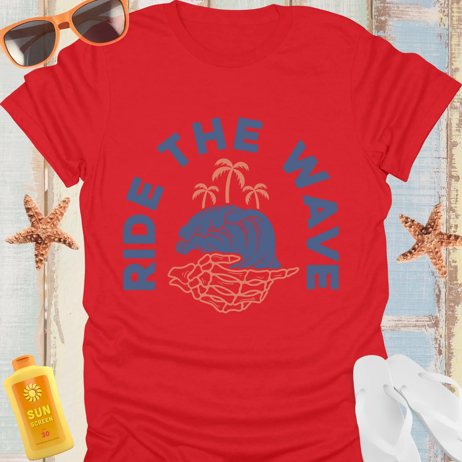Retro-Inspired Ride The Wave Ocean Adventure Tshirt
