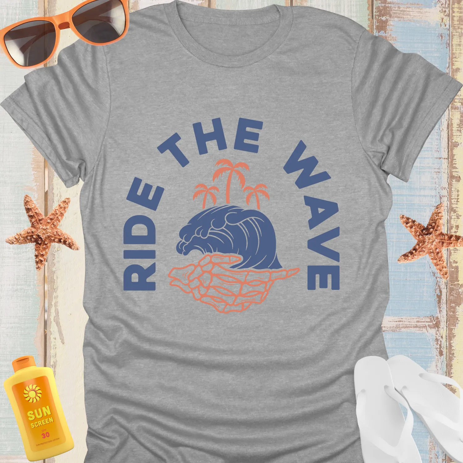 Retro-Inspired Ride The Wave Ocean Adventure Tshirt