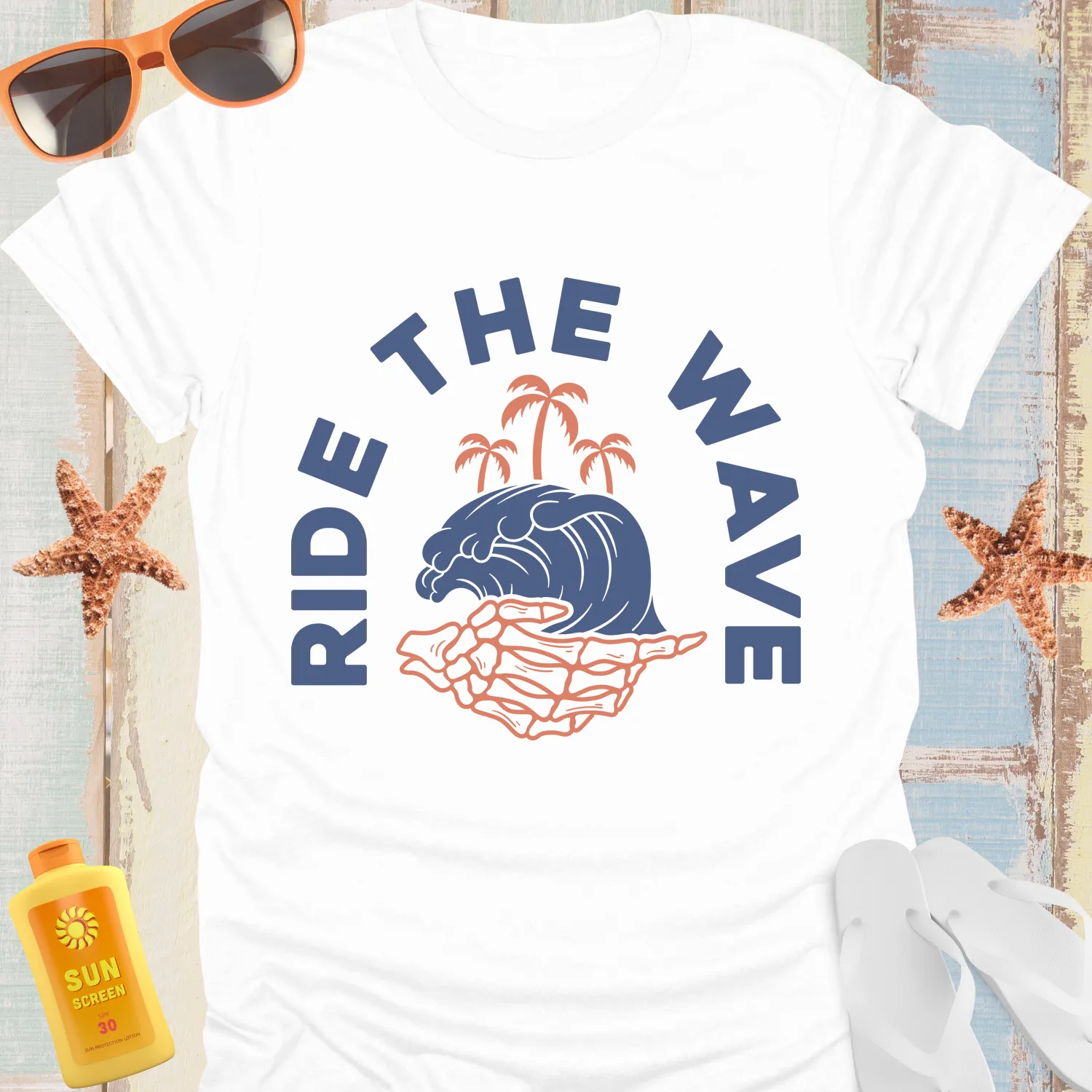 Retro-Inspired Ride The Wave Ocean Adventure Tshirt