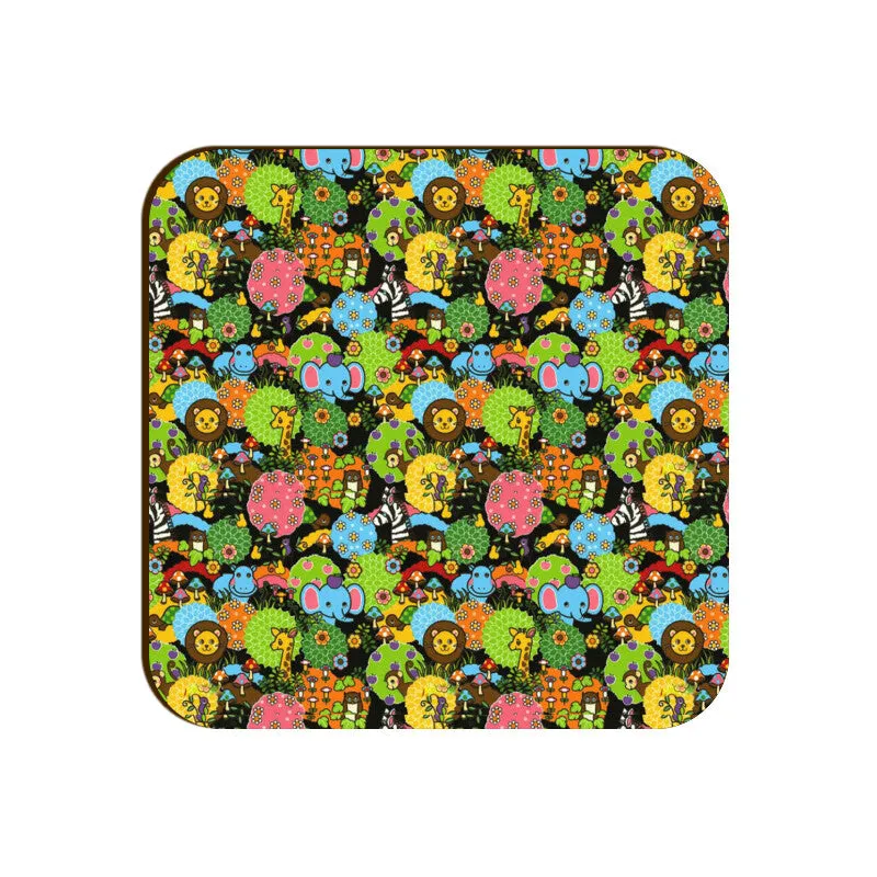 Retro Jungle Party Square Coaster