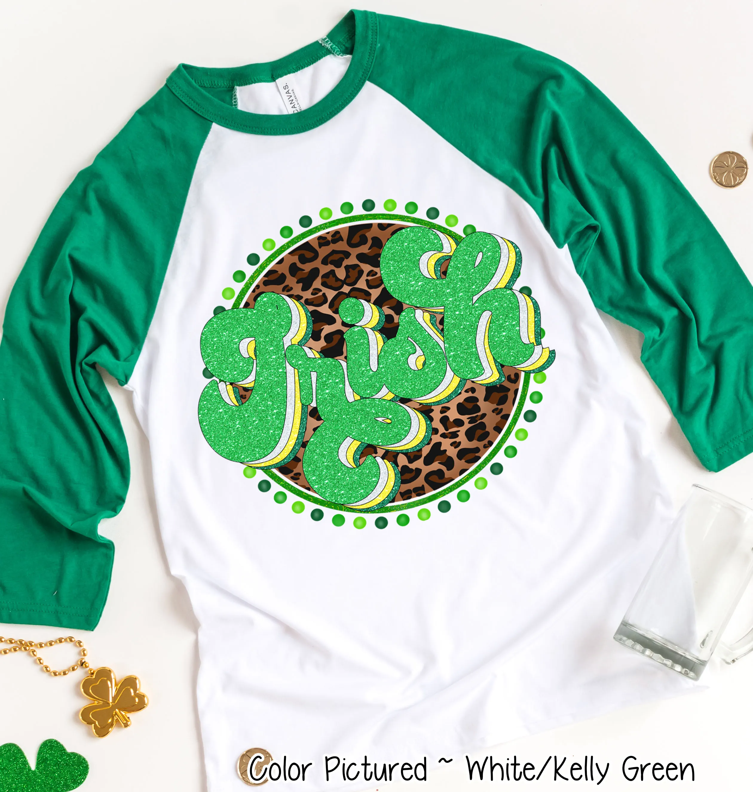 Retro Leopard Irish St Patricks Day Tee