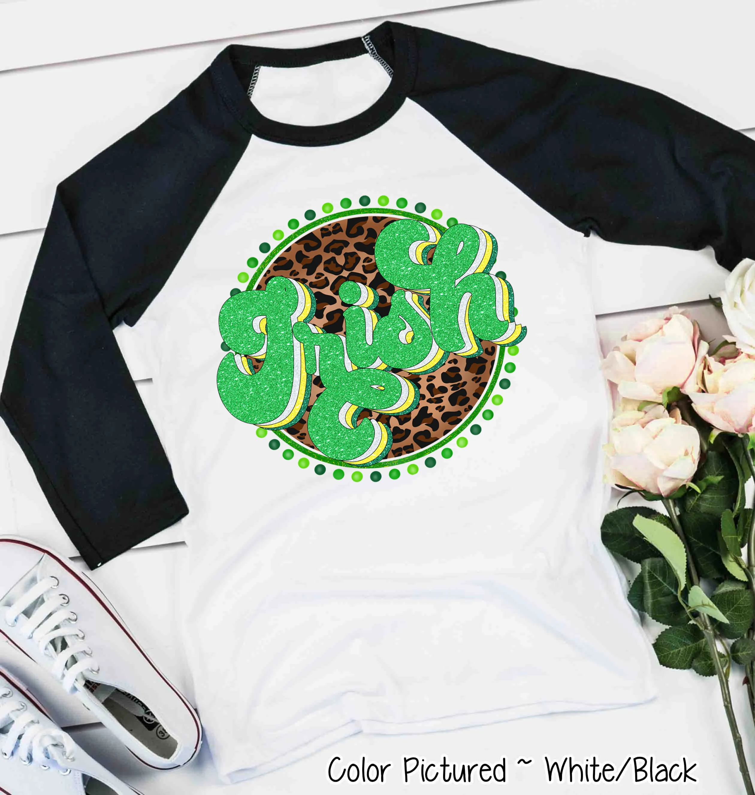 Retro Leopard Irish St Patricks Day Tee