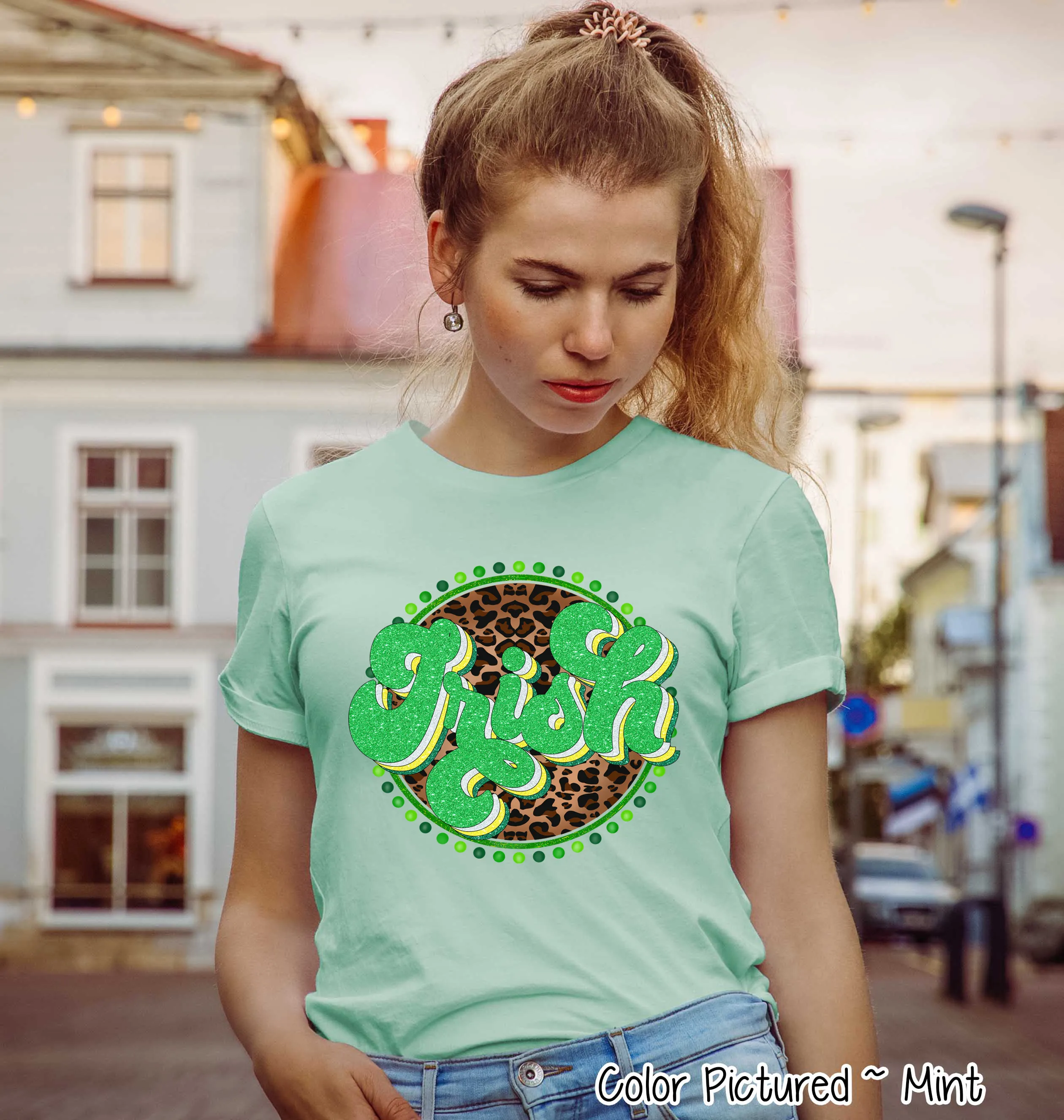 Retro Leopard Irish St Patricks Day Tee