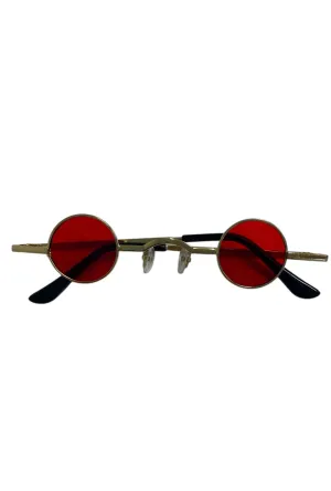 Retro Mini Circle Red Lens Glasses