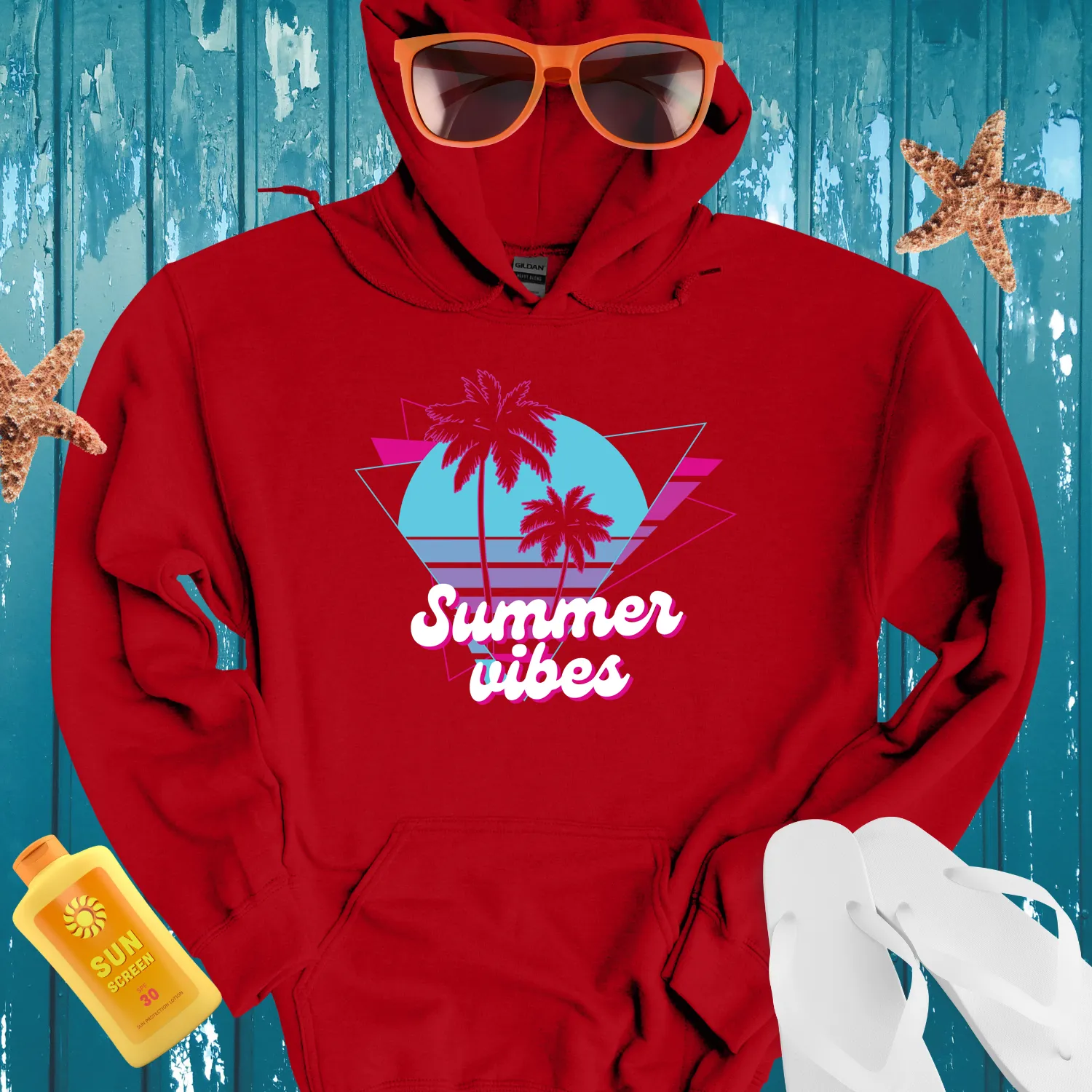 Retro Summer Vibes Hoodie With 80S Aesthetic Design