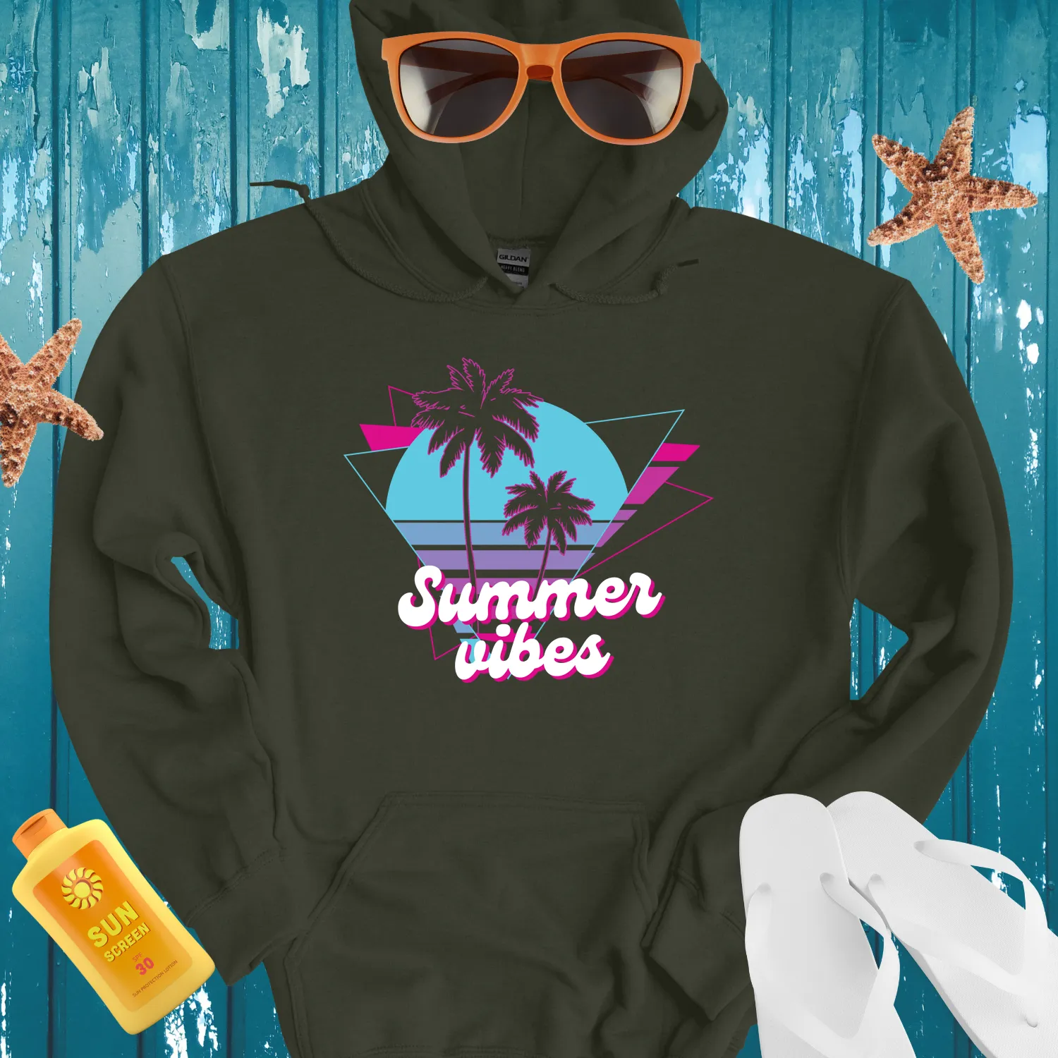 Retro Summer Vibes Hoodie With 80S Aesthetic Design