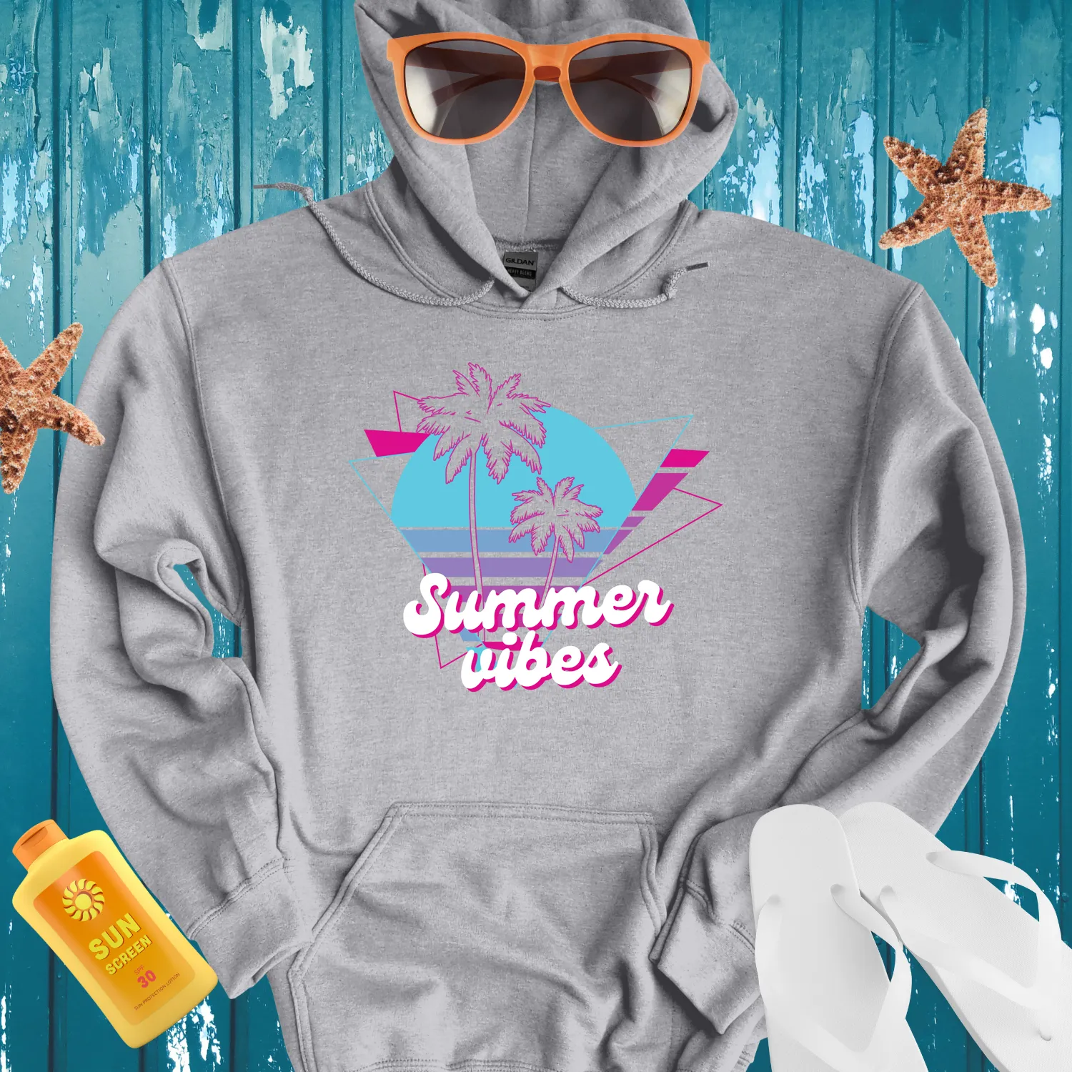 Retro Summer Vibes Hoodie With 80S Aesthetic Design