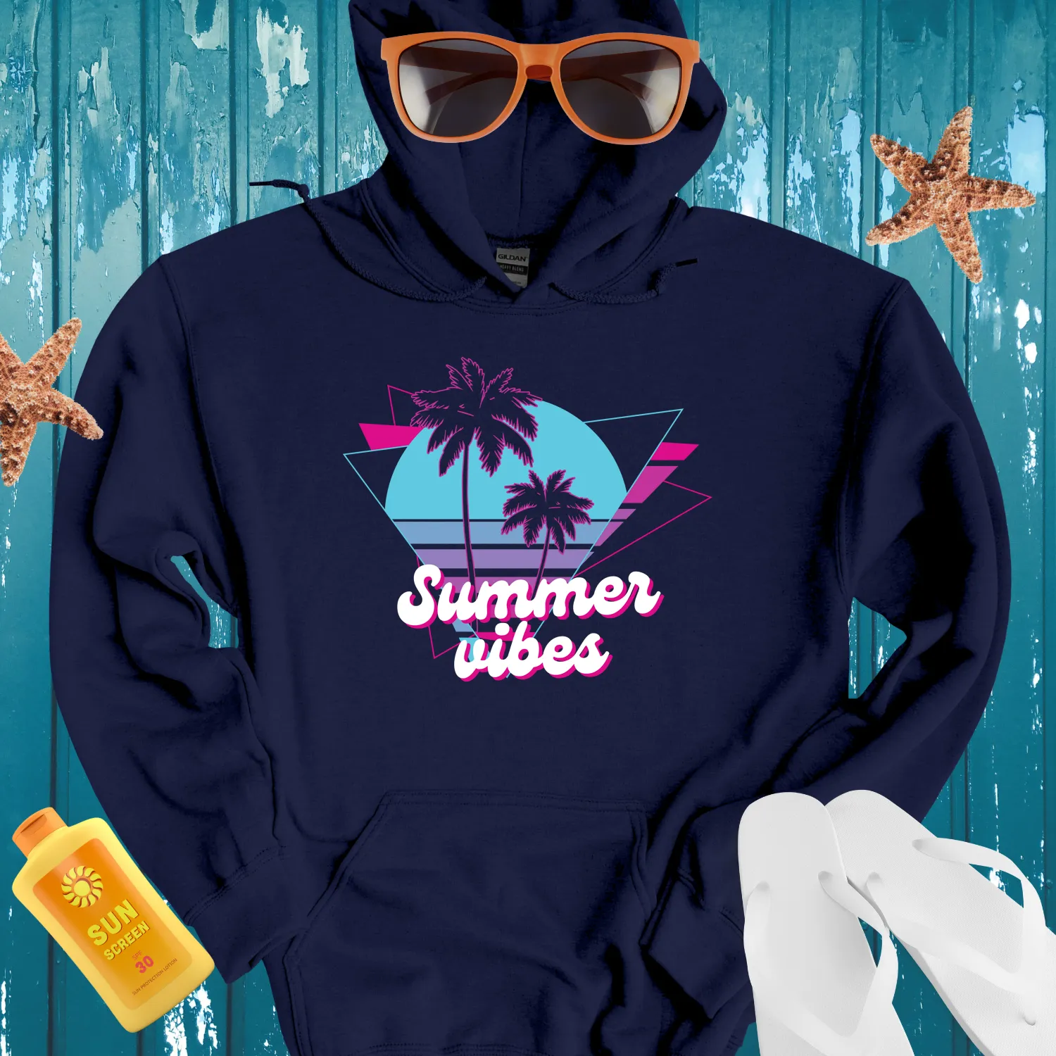 Retro Summer Vibes Hoodie With 80S Aesthetic Design