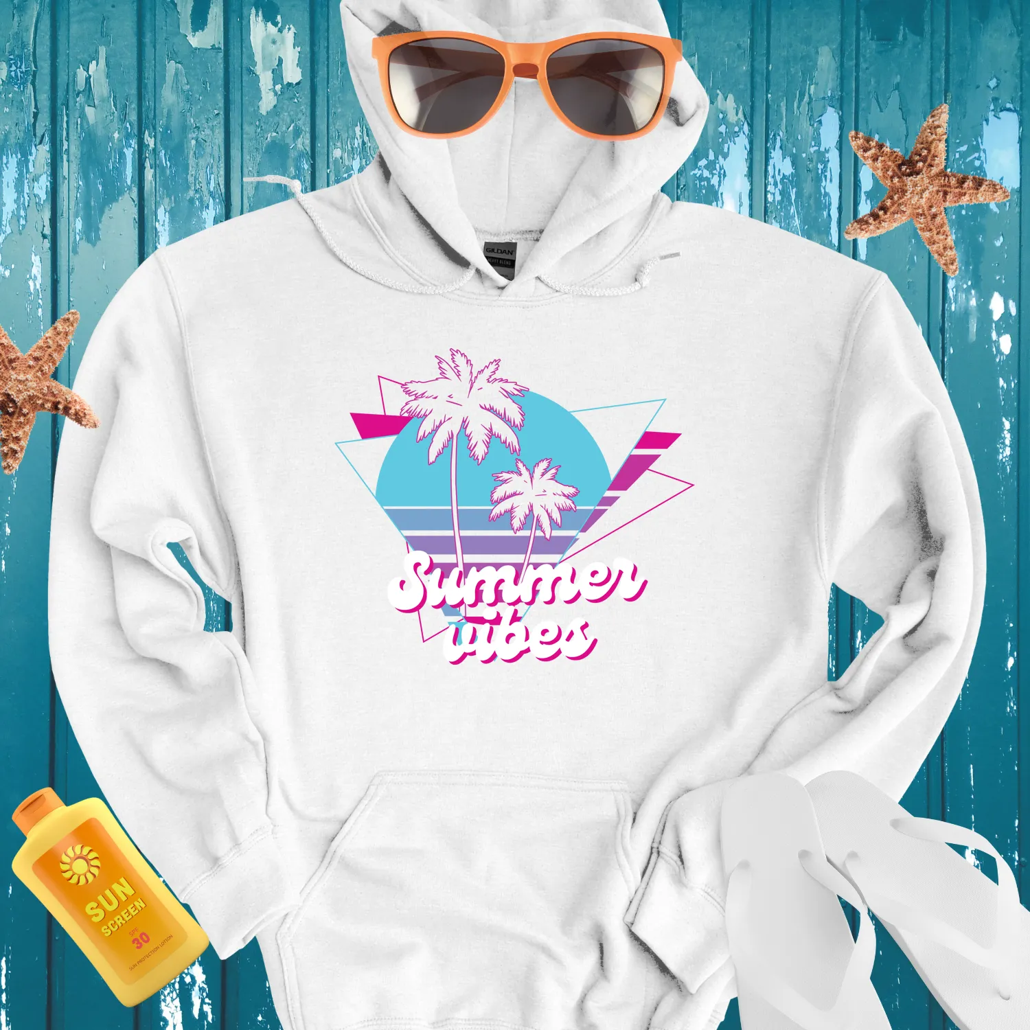 Retro Summer Vibes Hoodie With 80S Aesthetic Design