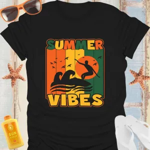Retro Summer Vibes T-Shirt With Surfer Silhouette