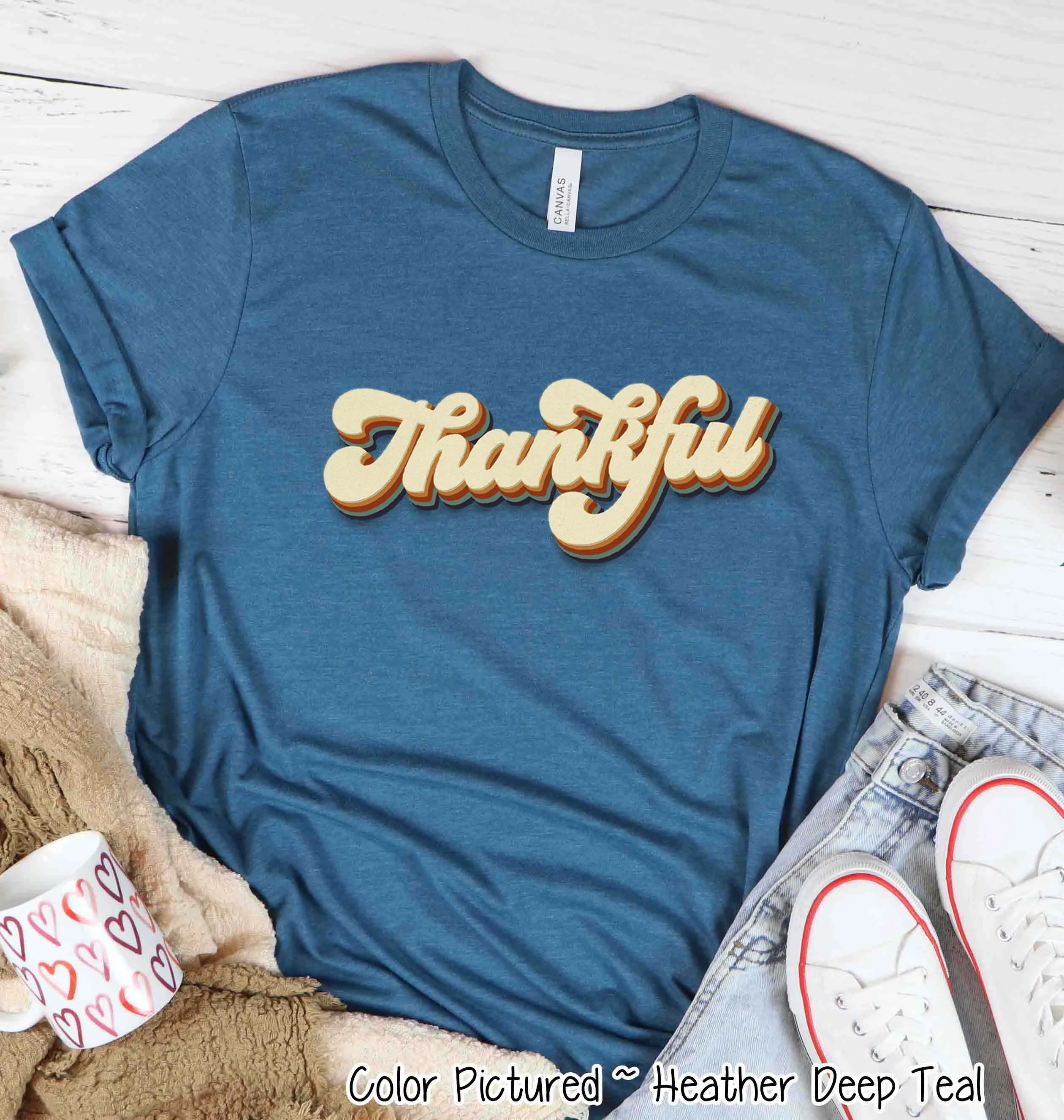 Retro Thankful Fall Thanksgiving Tee