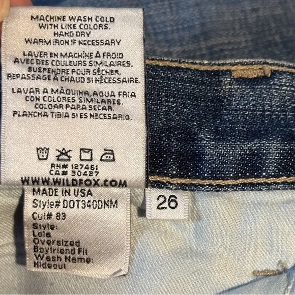 Revolve Wildfox Couture Lola Oversized Boyfriend Jeans in Hideout Size 26