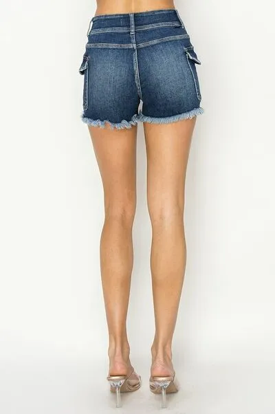 RISEN Raw Hem Denim Shorts with Pockets ONLINE EXCLUSIVE