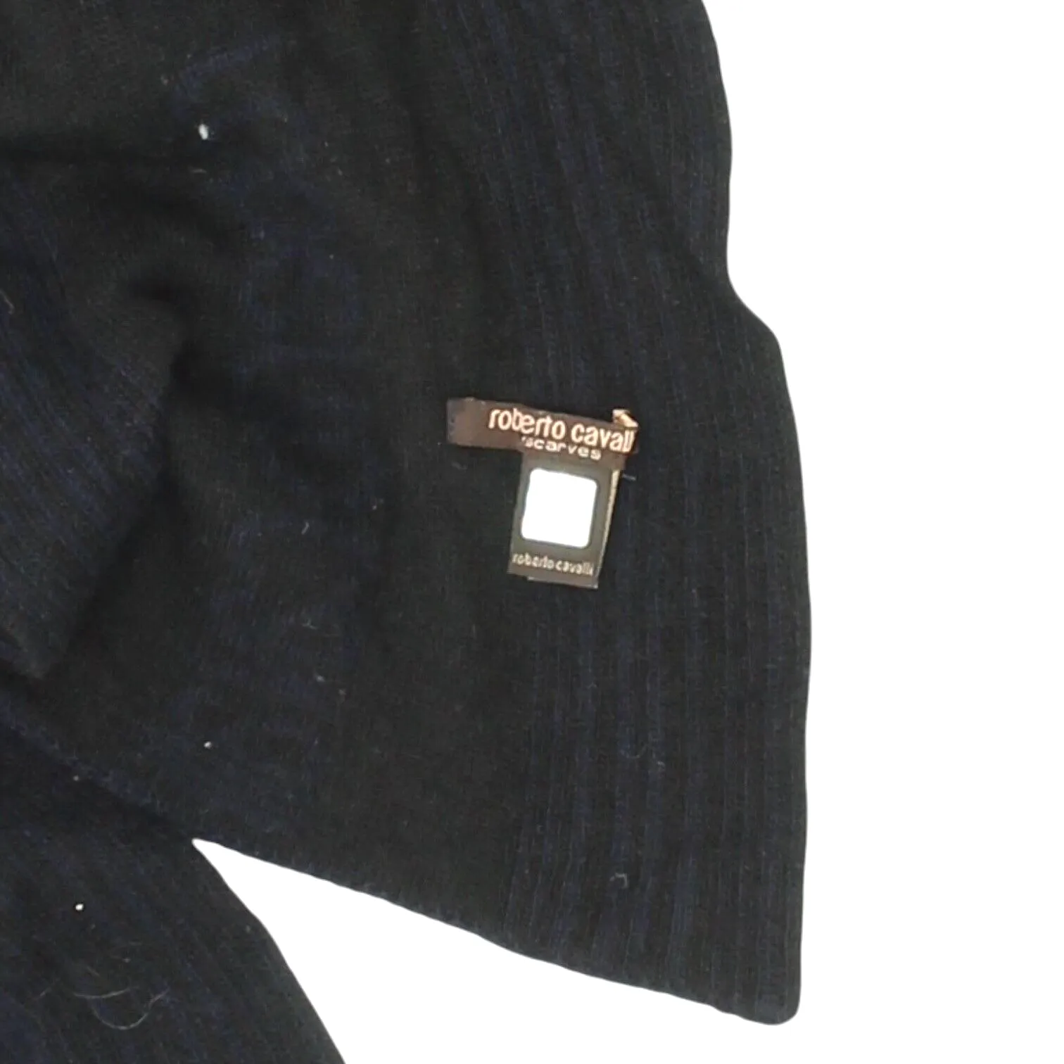 Roberto Cavalli Knit Scarf | Vintage Navy Black High End Luxury Designer