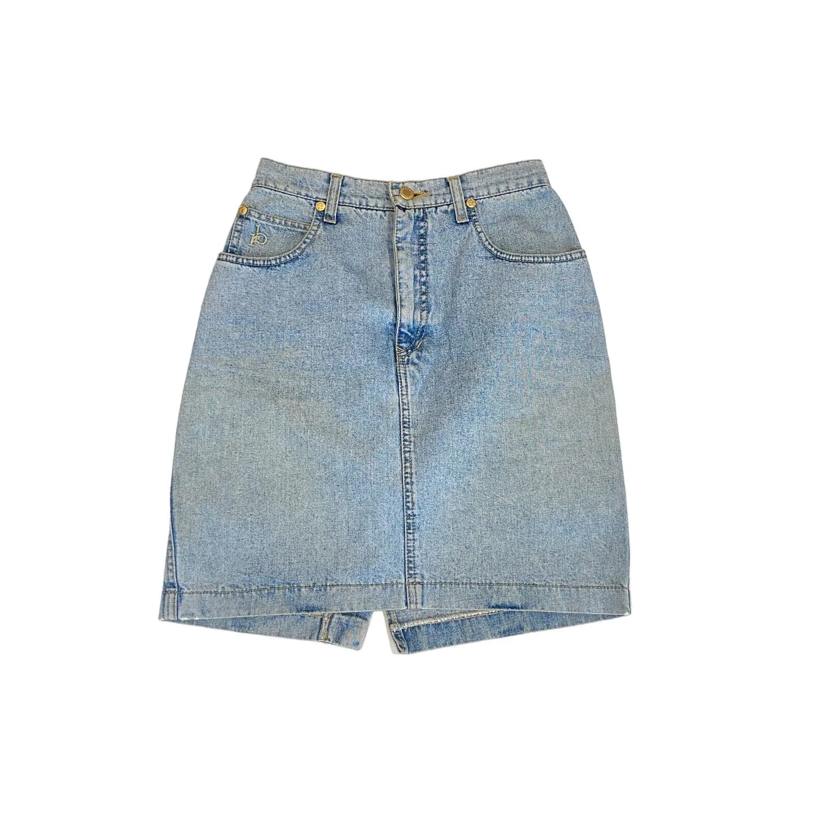 Roccobarocco Short Denim Skirt | Vintage Womens Blue Luxury High End Designer