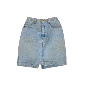 Roccobarocco Short Denim Skirt | Vintage Womens Blue Luxury High End Designer