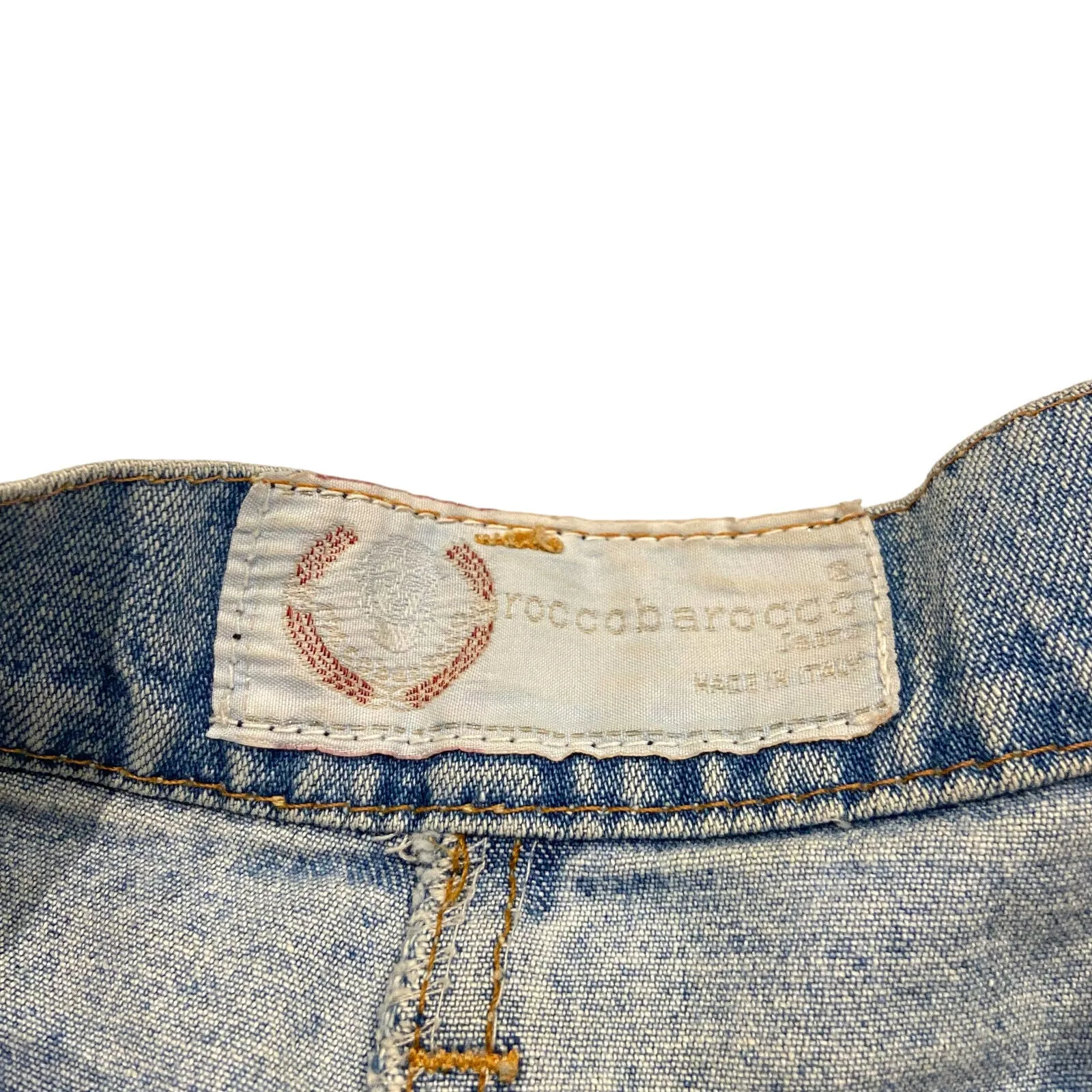 Roccobarocco Short Denim Skirt | Vintage Womens Blue Luxury High End Designer