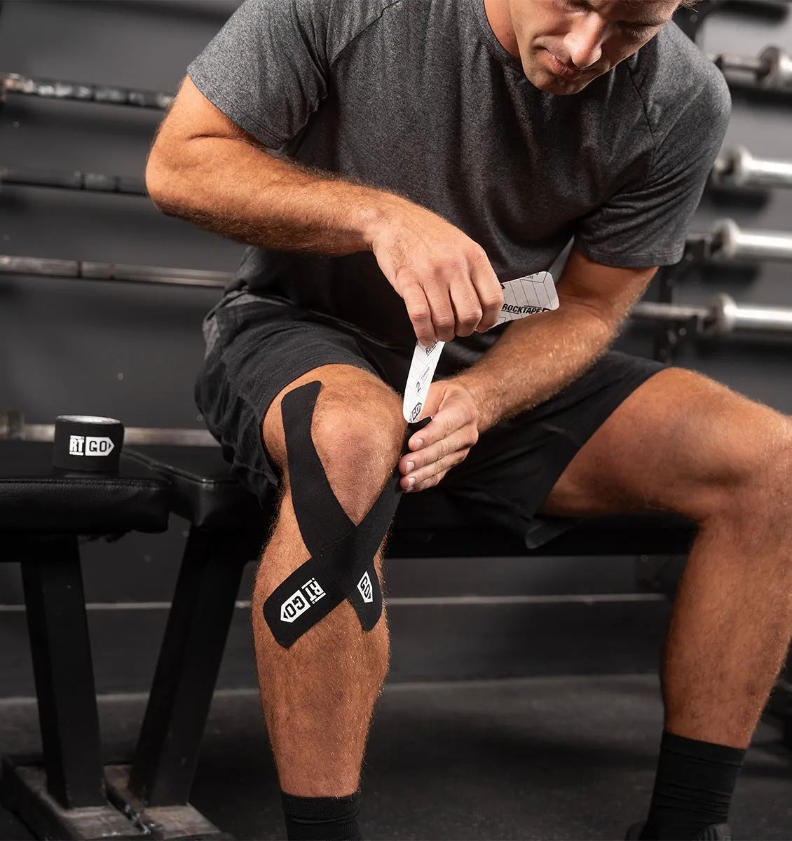 RockTape Go Pre-cut Standard Kinesiology Tape - 20 x 10" Strips - Black