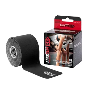 RockTape Go Pre-cut Standard Kinesiology Tape - 20 x 10" Strips - Black