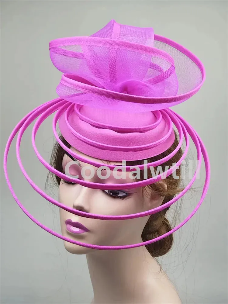 Royal Ascot Luxury Fascinator Hat Women Wedding Headpiece Mesh Hat Formal Event Pillbox Fascinator Hats Ladies Mariage Millinery