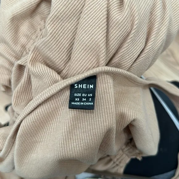 Ruched Khaki Ribbed Midi Dress