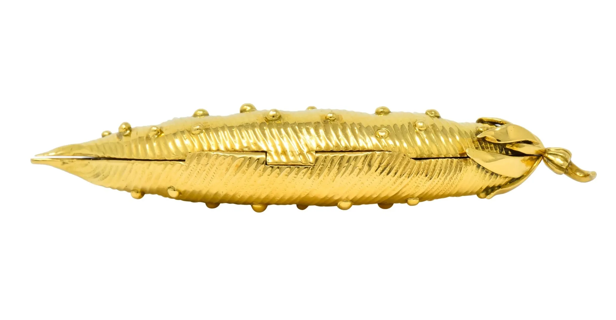 Schlumberger Tiffany & Co. 18 Karat Gold Pea Pod Pill Box Circa 1960