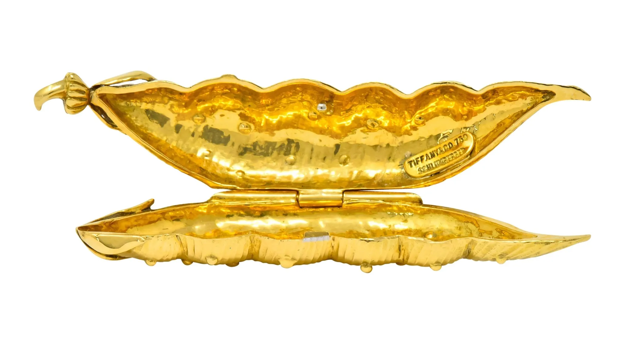 Schlumberger Tiffany & Co. 18 Karat Gold Pea Pod Pill Box Circa 1960